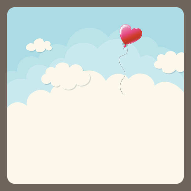 Heart balloon in the sky - Vetor, Imagem