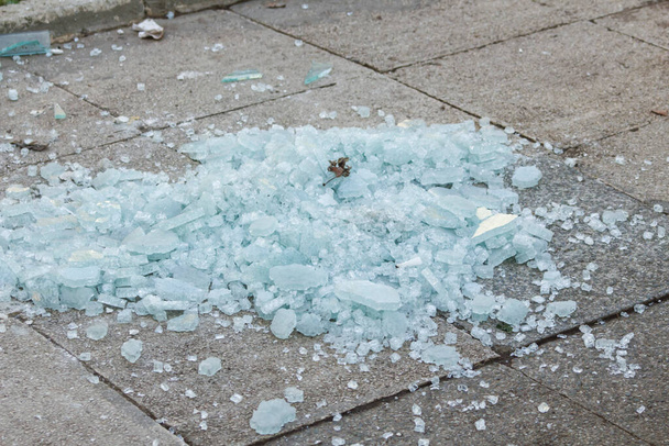 Car glass breaks on the ground,close up taken - Photo, Image