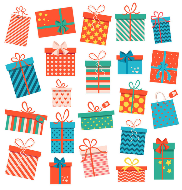 set of different gifts for holiday on white background - Vettoriali, immagini