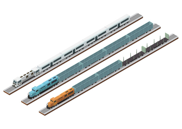 Vektor-Isometrie verschiedener Arten von Zugschaltungen auf dem Gleis - Vektor, Bild