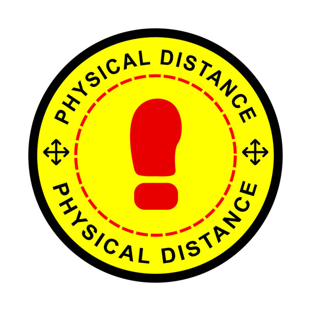 Simple Cutting Sticker, Vector Circle Warning, physical or social distance, Prevention from Covid-19 virus pandemic transmission  - Vector, Image