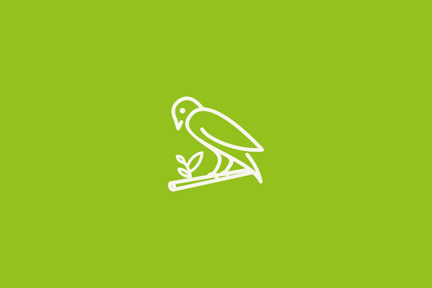 линия искусства птицы в отрасли, чистый и простой дизайн логотипа, векторная иллюстрация
 - Вектор,изображение