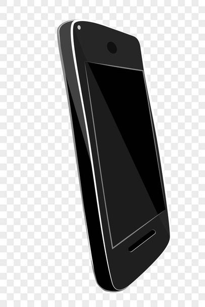 Dibuje a mano simple Sketch Color plano brillante Vector Negro Smartphone en fondo de efecto transparente
 - Vector, Imagen