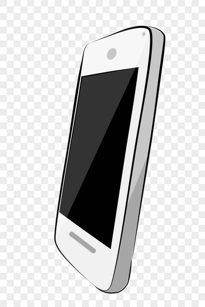 Einfache Handzeichnung Skizze Flache Farbe Shining Vector White Smartphone bei transparentem Effekt Hintergrund - Vektor, Bild