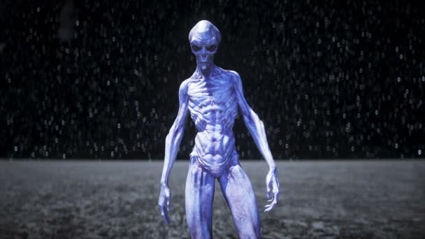 Alien on the moon. Ufo concept. 3d rendering. - Video