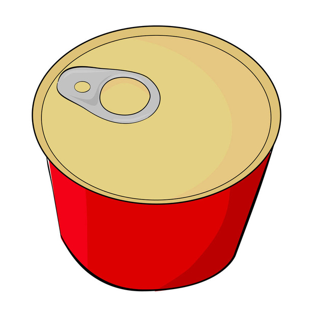 Vetor simples, esboço de desenho manual de lata de carne enlatada de cilindro em branco, isolado em branco
 - Vetor, Imagem