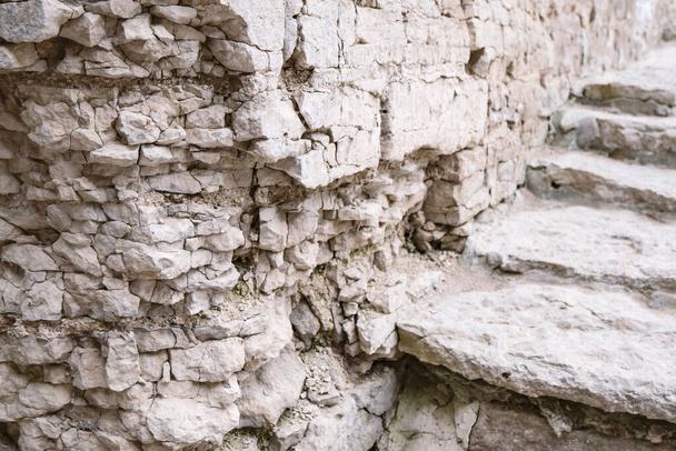 Wall and steps of an ancient fortress. Close-up. - Photo, Image