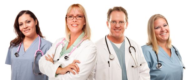 σύνολο χαμογελώντας αρσενικών και θηλυκών γιατρούς ή νοσηλευτές - Φωτογραφία, εικόνα