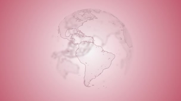 Tierra transparente giratoria planeta globo en tonos rosados iluminando en el espacio
, - Imágenes, Vídeo