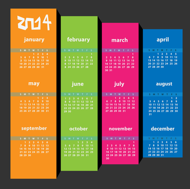 Calendario 2014
 - Vector, Imagen