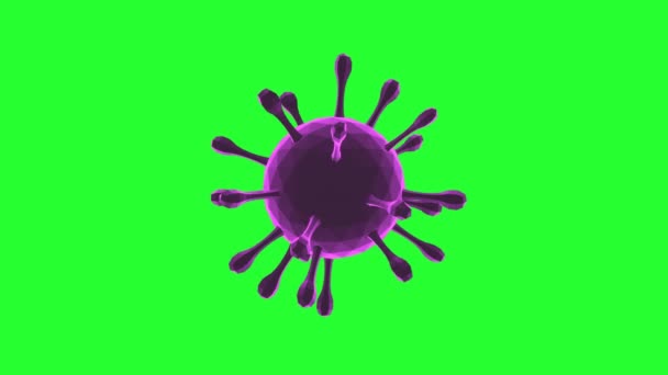 COVID-19 Coronavirus Cell Low Poly Purple rotante. Un loop senza soluzione di continuità. Schermo verde. 4K UHD. rendering 3d.  - Filmati, video