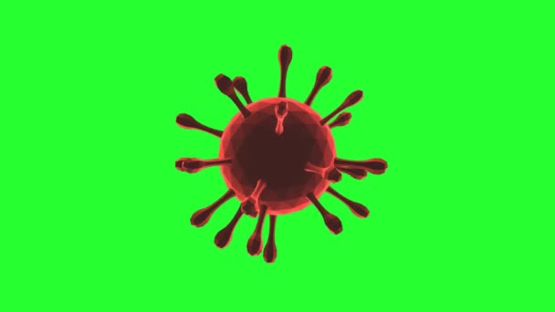 COVID-19 Coronavirus Cell Low Poly Red обертається. Безшовна петля. Зелений екран.4K UHD. 3D візуалізація
.  - Кадри, відео