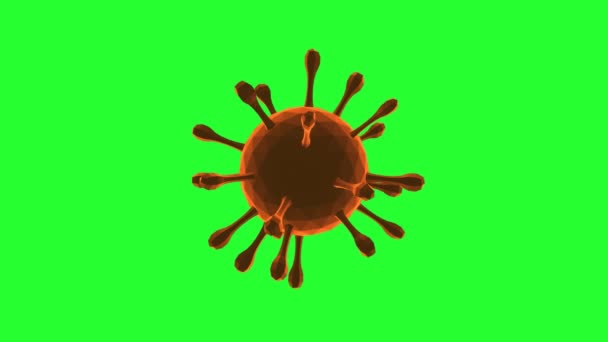 COVID-19 Coronavirus Cell Low Poly Orange pyörii. Saumaton silmukka. Vihreä seulonta. 4K UHD. 3d-renderointi.  - Materiaali, video