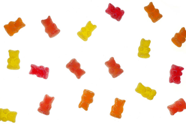 Bears jelly in sugar. Fruit jelly bears bright background - Photo, Image