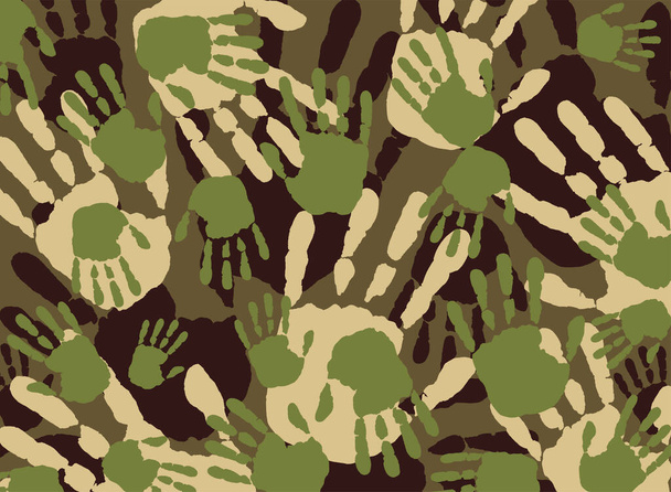 Modèle de camouflage d'empreintes de mains colorées - Photo, image