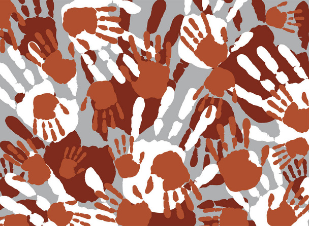 Camouflage pattern of colorful hand prints - Φωτογραφία, εικόνα
