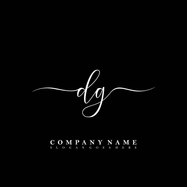 Initial letter DG beauty handwriting logo vector - Vector, Image