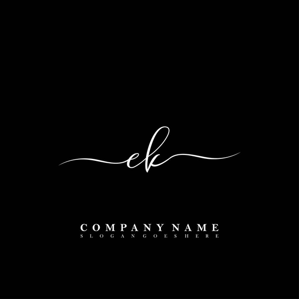 Lettre initiale EK beauté écriture logo vecteur - Vecteur, image