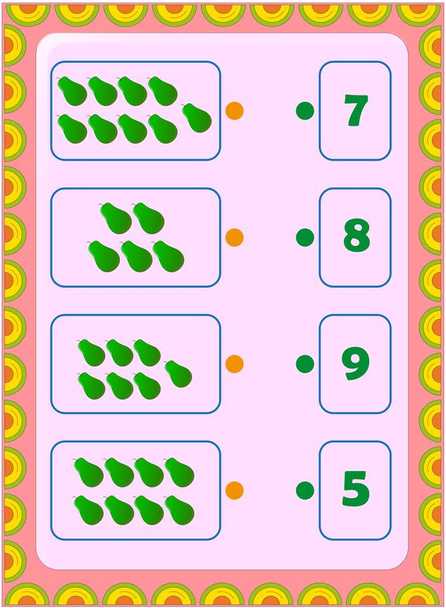 Předškolní batole matematika s hruškovým designem - Vektor, obrázek