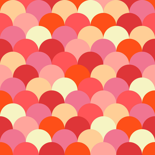 Seamless colorful fish scale vector pattern in red, pink, yellow colors. - Vector, Image