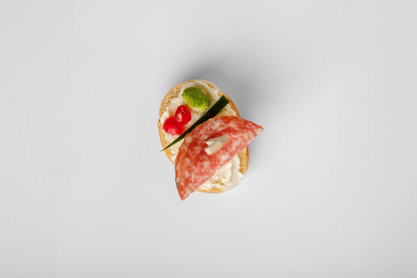Bruschetta on a wooden background, top view - Photo, Image