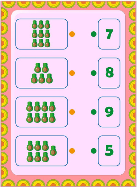 Esikoulu ja lapsi matematiikka puoli avokado hedelmiä suunnittelu - Vektori, kuva