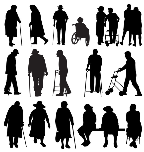 高齢者の人々 のシルエット - ベクター画像