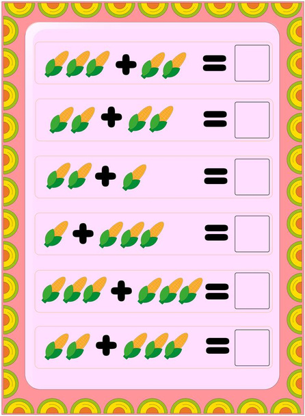 Matemáticas preescolares y de niños pequeños con diseño de maíz
 - Vector, Imagen