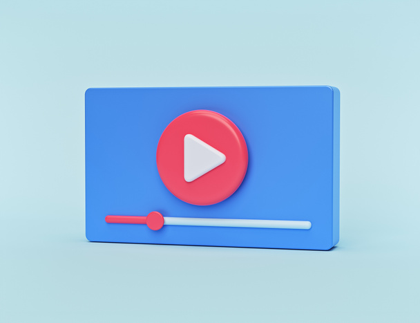 minimal video playback concept with play button. 3d rendering - Photo, Image