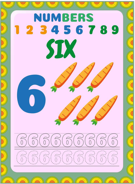 Školka a batole matematika s mrkvovým designem - Vektor, obrázek