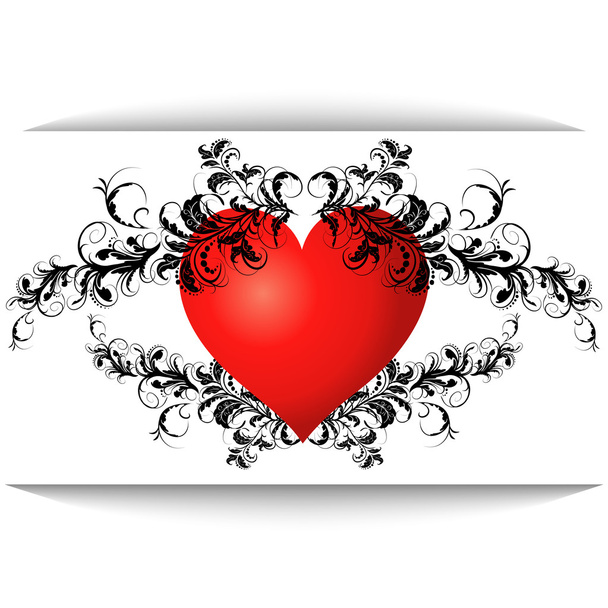 Красное сердце с рисунком
 - Вектор,изображение