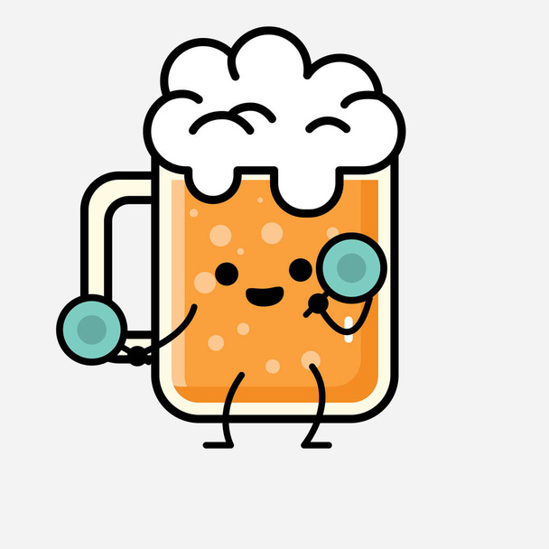 Eine Illustration des niedlichen Bier-Maskottchen-Vektor-Charakters im flachen Design-Stil - Vektor, Bild