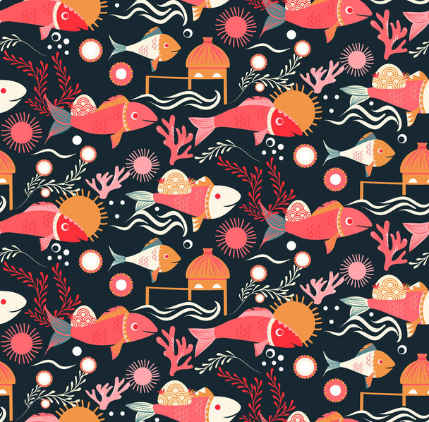 Cambodia pattern flat color seamless design illustration - ベクター画像