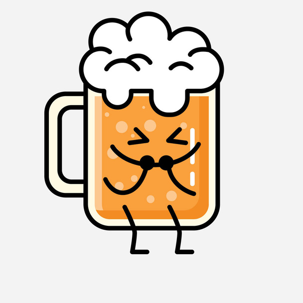 Una ilustración del carácter lindo del vector de la mascota de la cerveza en estilo plano del diseño
 - Vector, Imagen