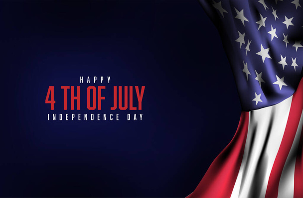 Amerikaanse vlag decor 4 juli viering Onafhankelijkheidsdag verkoop promotie banner vector winkelen online op donkerblauwe achtergrond - Vector, afbeelding