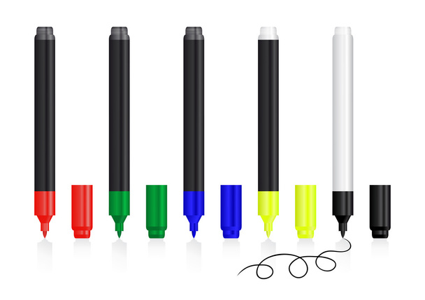Colorful markers set - Vector, Image