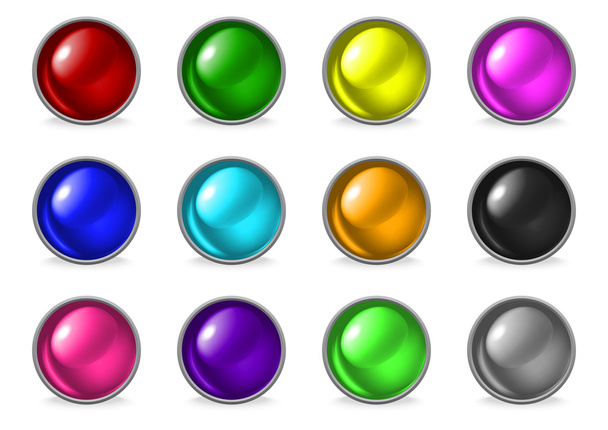 Conjunto de botões brilhantes coloridos
 - Vetor, Imagem