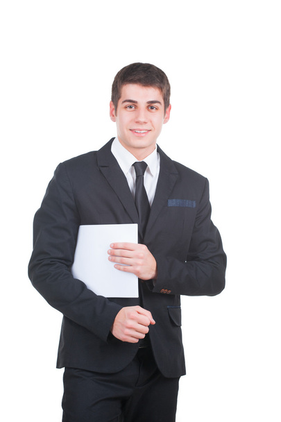Handsome businessman with blank paper - Foto, afbeelding