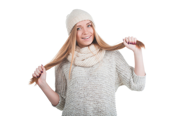 Girl in white sweater - Zdjęcie, obraz
