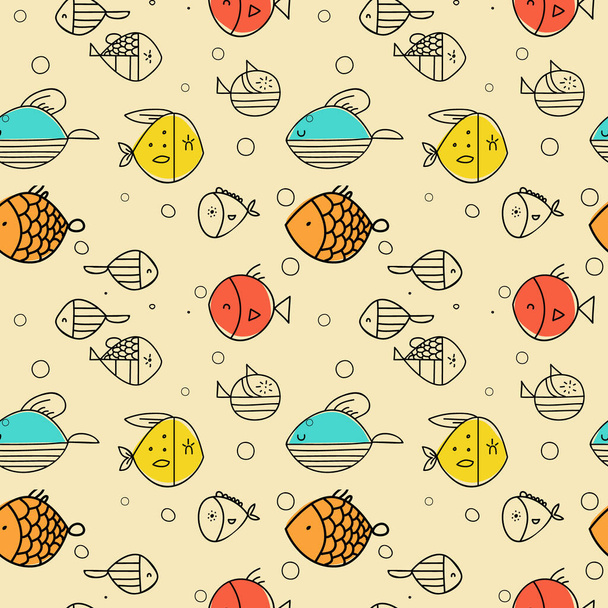 Fish pattern flat illustration. Home and kitchen decoration series. - Vektor, obrázek