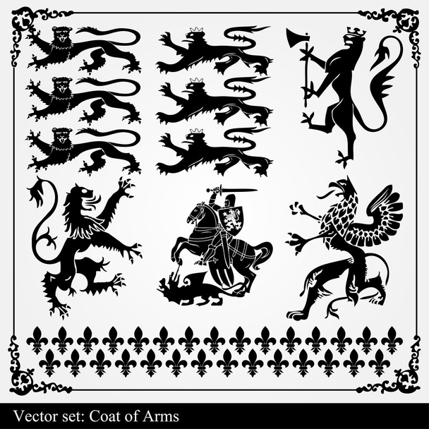Silhouettes of heraldic elements - Vector, Imagen