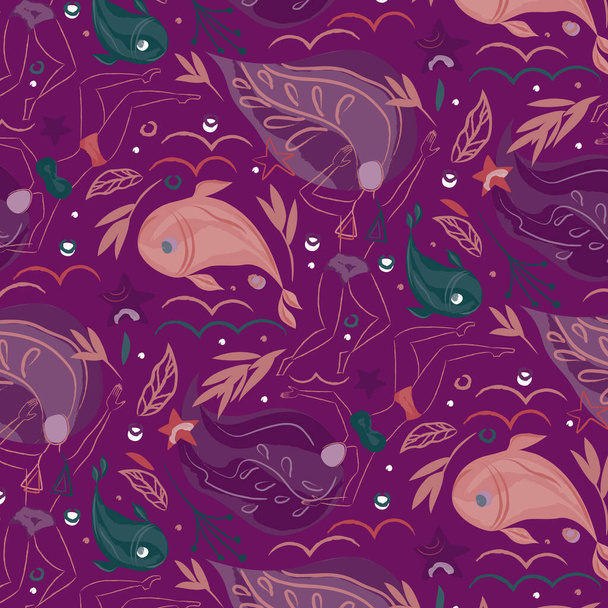 swimming in the wild seamless design. Decoration textile and paper series - Vektor, obrázek