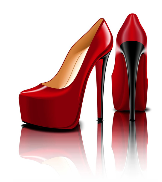 Red platform shoes - Vektör, Görsel