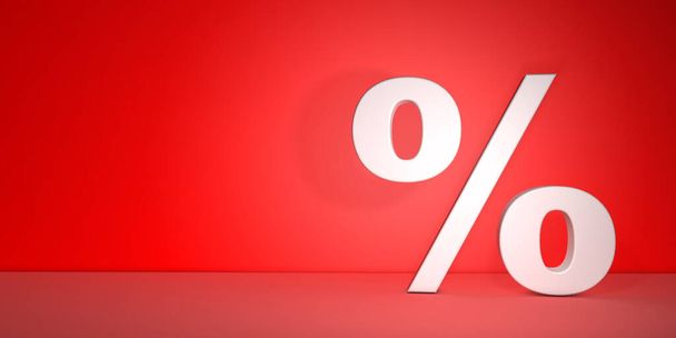 Percentage sign with volume on red background - percentage concept with space for copy - Фото, зображення