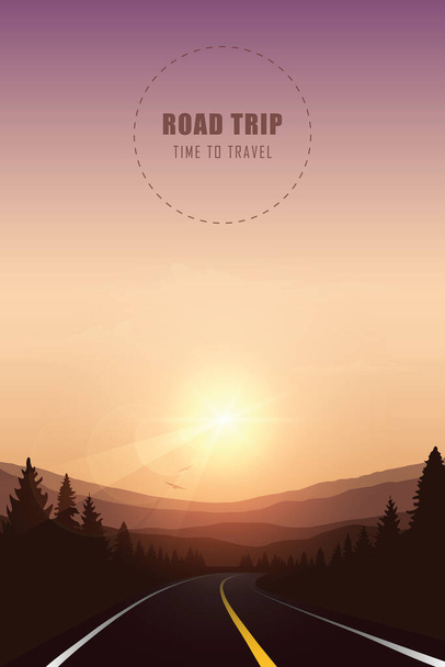 road trip asfaltweg in de bergen - Vector, afbeelding