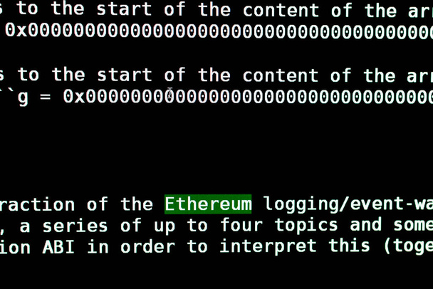 source code of Ethereum, open source framework for the creation of smart contracts for blockchain systems. System for creating cryptocurrencies and blockchain-based services. detail of the source code - Photo, Image