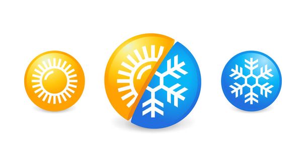 Symbole mit Sonnen- und Schneeflockensymbolen  - Vektor, Bild