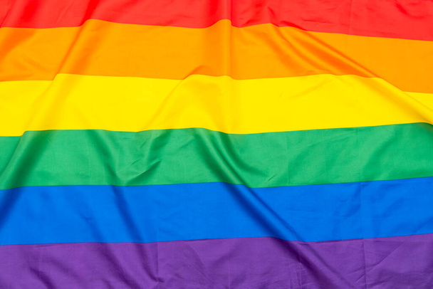 LGBT rainbow flag, fabric gay, lesbian flag as background or texture - Photo, image