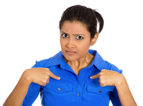 Portrait of an angry, unhappy, annoyed young woman, getting mad isolated on white background.  - Photo, Image