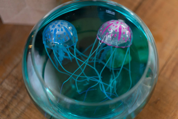 artificial jellyfish in water container - Photo, Image
